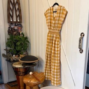 Ace and Jig Women's Yellow Gingham Maxi Dress - Smocked Waist